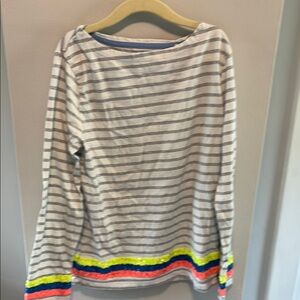 Mini Boden 9 Gray and White Striped Top